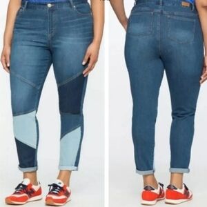 ELOQUII 14P Petite colorblock skinny jeans